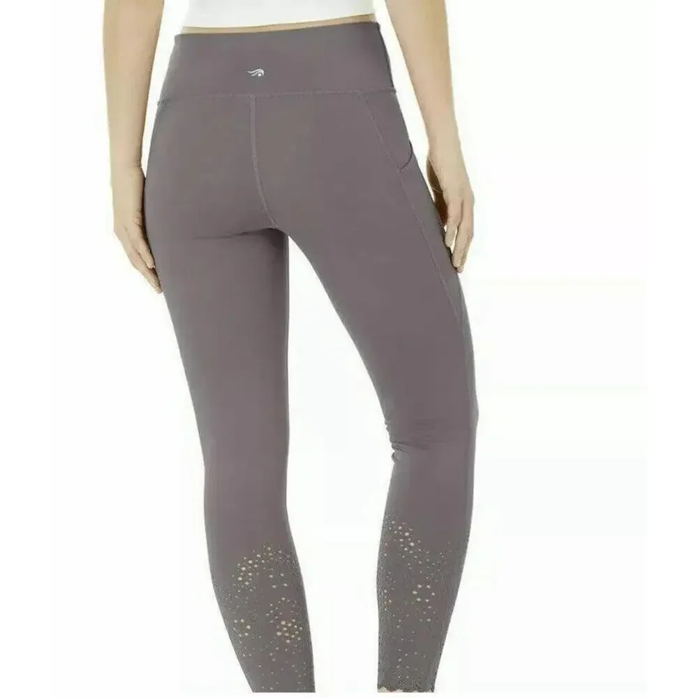 Ideology Pants Legging Perforated Ankle Mid Rise Purple Women Sz XXL NEW NWT 467 - Picture 2 of 2
